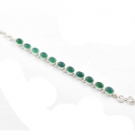 Pure silver green onyx gemstone bracelet